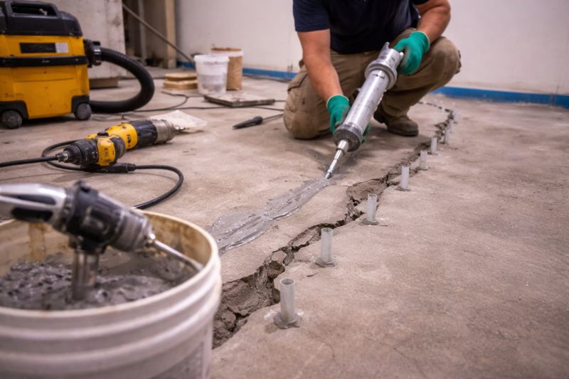 Cracked Basement Floor Repair in Hampton, NH